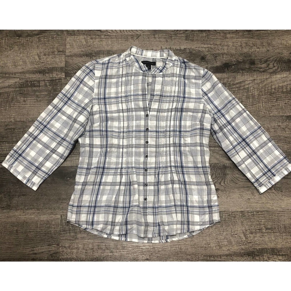 Tommy Hilfiger Women's Sz M Plaid Shirt Chest 36” Button Down Long Sleeve D30 - Picture 4 of 4